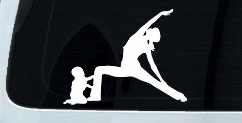 Yoga Mother And Child Car or Truck Window Vinyl Decal Sticker (White)