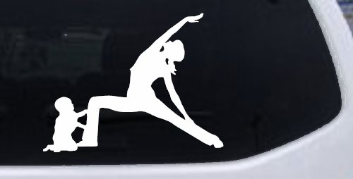 Yoga Mother And Child Car or Truck Window Decal Sticker (White)