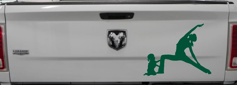Yoga Mother And Daughter Car or Truck Window Decal Sticker (Dark Green)