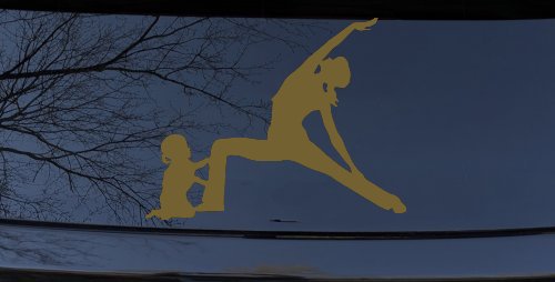 Yoga Mother And Daughter Car or Truck Window Decal Sticker (Gold)