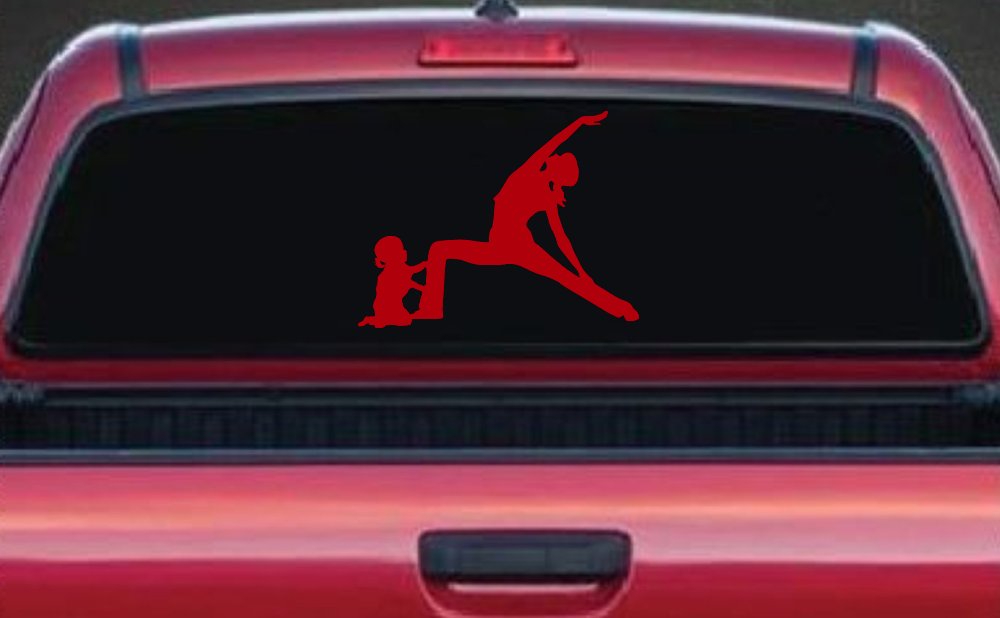 Yoga Mother And Daughter Car or Truck Window Decal Sticker (Red)