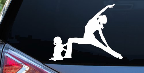 Yoga Mother And Daughter Car or Truck Window Vinyl Decal Sticker (White)