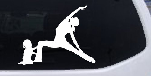Yoga Mother And Daughter Car or Truck Window Decal Sticker (White)