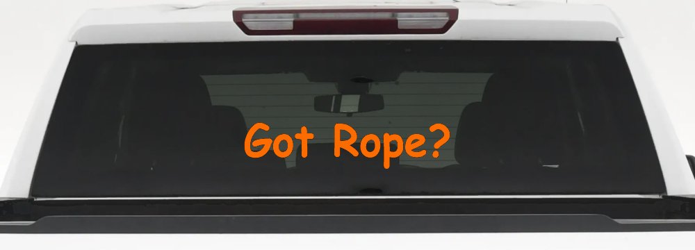 Got Rope Repelling Car or Truck Window Decal Sticker (Orange)