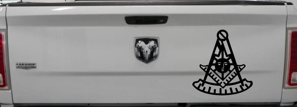 Freemason Masonic Past Master Square and Compass Car or Truck Window Vinyl Decal Sticker (Black)