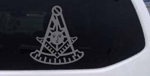 Freemason Masonic Past Master Square and Compass Car or Truck Window Decal Sticker (Silver)