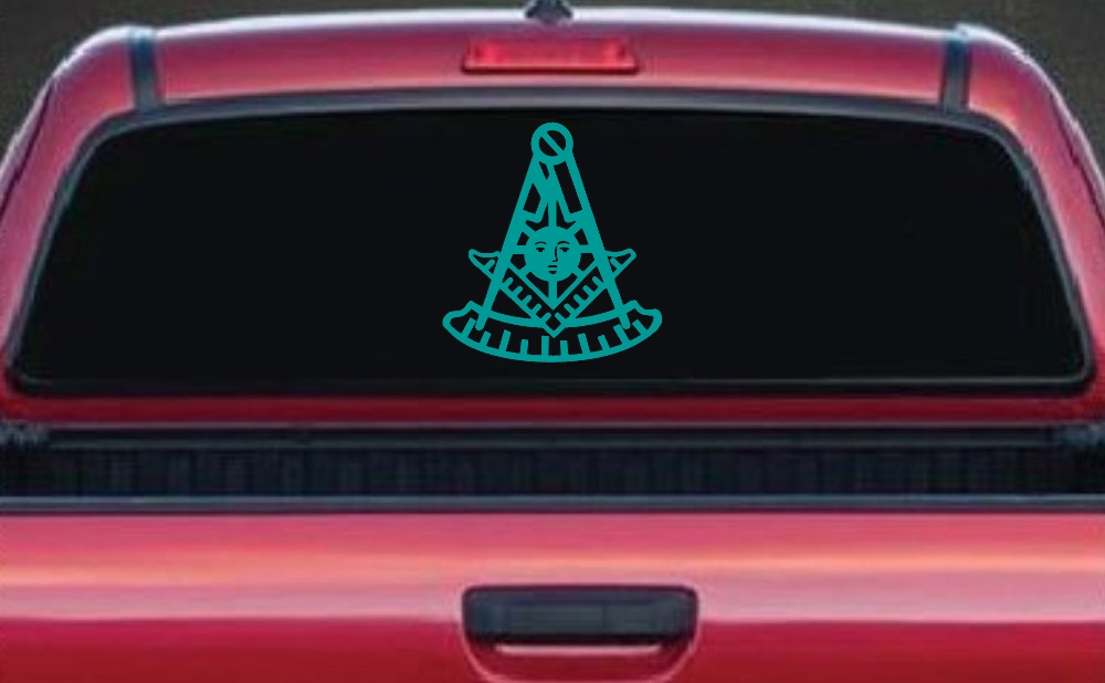 Freemason Masonic Past Master Square and Compass Car or Truck Window Decal Sticker