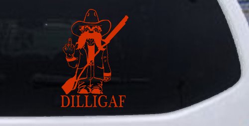 DILLIGAF Do I Look Like I Give A F Funny Car or Truck Window Decal Sticker (Orange Red)