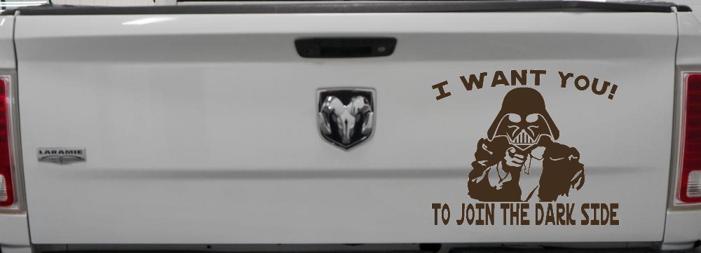 I Want You Join The Dark Side Star Wars Vader Sci Fi Car or Truck Window Decal Sticker (Brown)