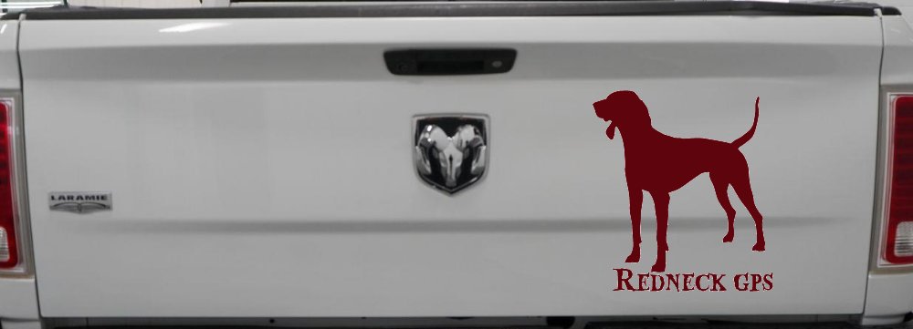 Redneck GPS Coon Dog Country Car or Truck Window Decal Sticker (Purple Red)
