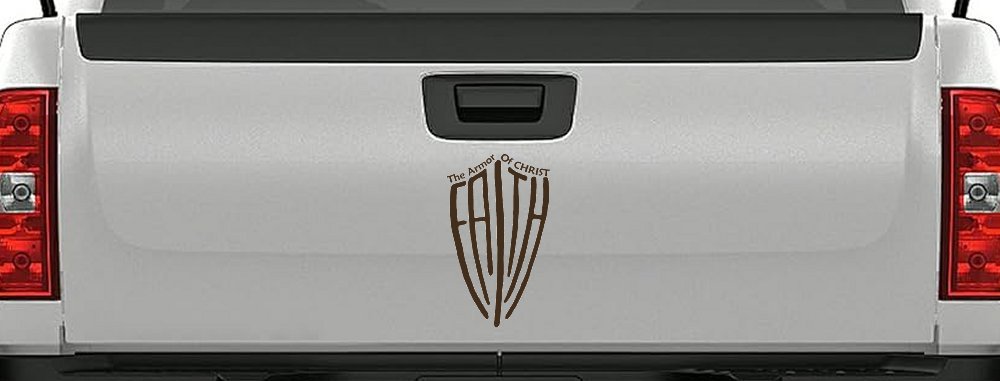 The Armor Of Christ Faith Shield Christian Car or Truck Window Decal Sticker (Brown)