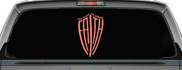 The Armor Of Christ Faith Shield Christian Car or Truck Window Decal Sticker (Coral)