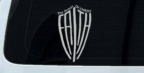 The Armor Of Christ Faith Shield Christian Car or Truck Window Decal Sticker (Light Gray)