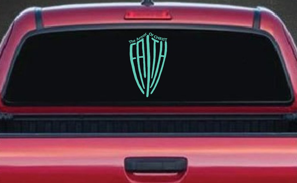 The Armor Of Christ Faith Shield Christian Car or Truck Window Decal Sticker