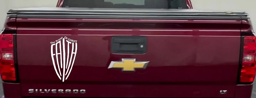 The Armor Of Christ Faith Shield Christian Car or Truck Window Decal Sticker (White)