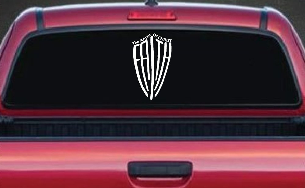 The Armor Of Christ Faith Shield Christian Car or Truck Window Decal Sticker