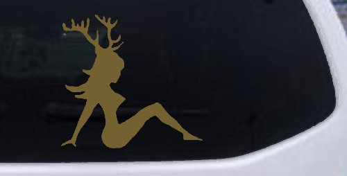 Mudflap Girl with Deer Horns Hunting Car or Truck Window Decal Sticker