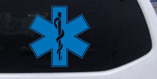 EMT Star of Life Car or Truck Window Decal Sticker (Sky Blue)