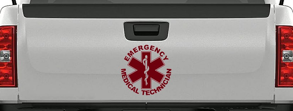Emergency Medical Technician EMT Car or Truck Window Decal Sticker (Burgundy)