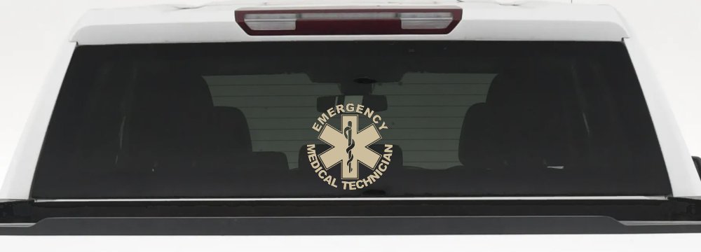 Emergency Medical Technician EMT Car or Truck Window Decal Sticker (Desert Sand)