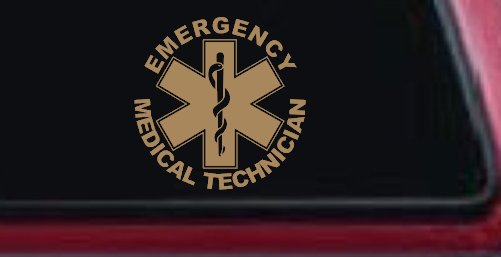 Emergency Medical Technician EMT Car or Truck Window Decal Sticker (Light Brown)