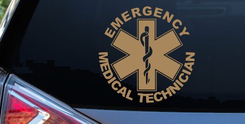 Emergency Medical Technician EMT Car or Truck Window Decal Sticker (Light Brown)