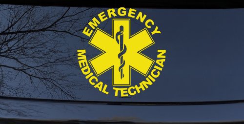 Emergency Medical Technician EMT Car or Truck Window Decal Sticker (Yellow)