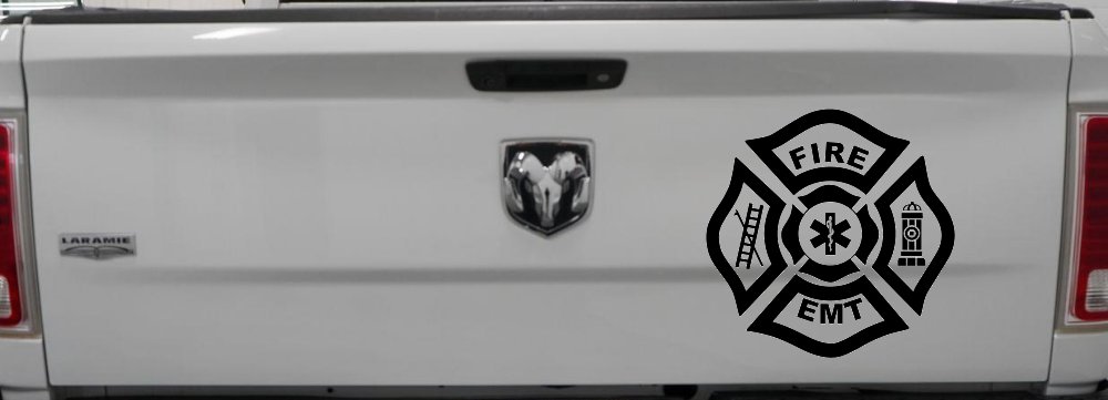 Fire Department EMT Car or Truck Window Vinyl Decal Sticker (Black)