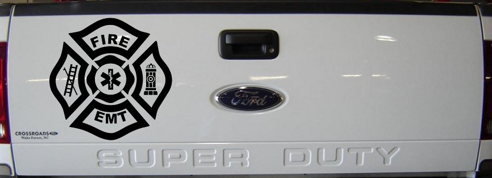 Fire Department EMT Car or Truck Window Vinyl Decal Sticker (Black)