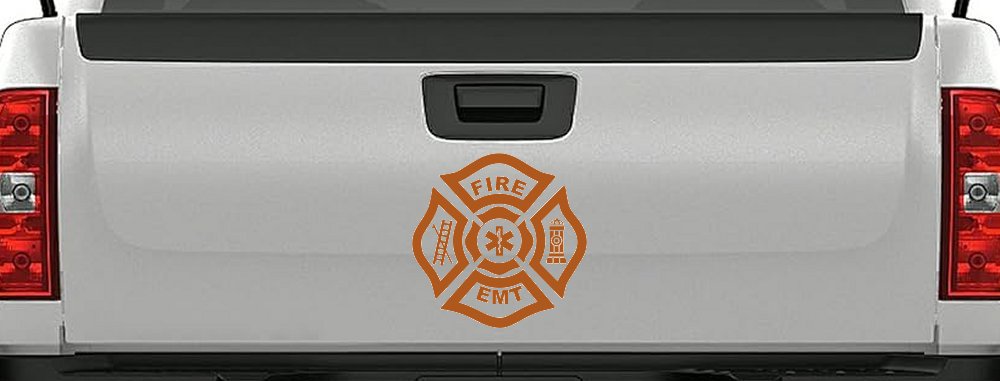 Fire Department EMT Car or Truck Window Decal Sticker (Nut Brown)