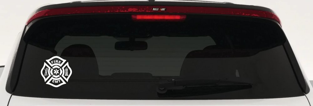 Fire Department EMT Car or Truck Window Vinyl Decal Sticker (White)
