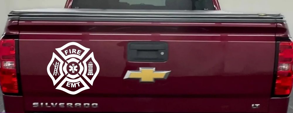 Fire Department EMT Car or Truck Window Decal Sticker (White)