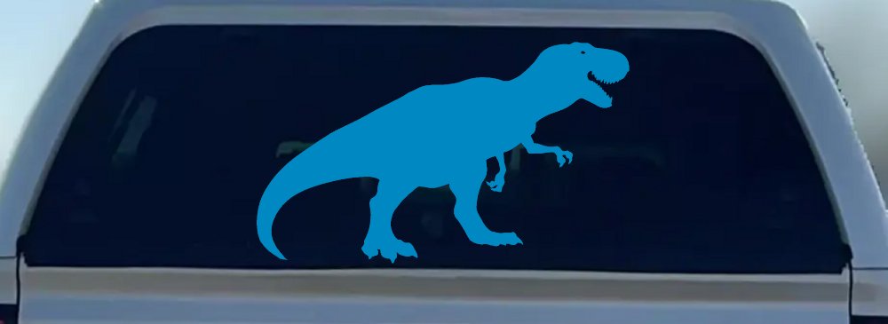 T Rex Funny Car or Truck Window Decal Sticker (Blue)