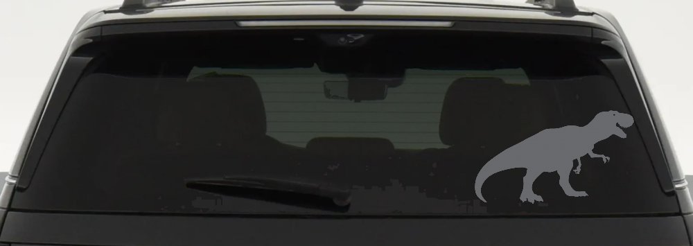 T Rex Funny Car or Truck Window Vinyl Decal Sticker (Silver)