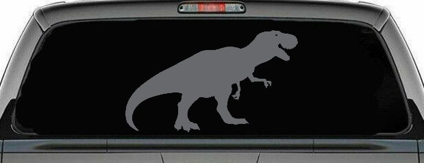 T Rex Funny Car or Truck Window Decal Sticker (Silver)