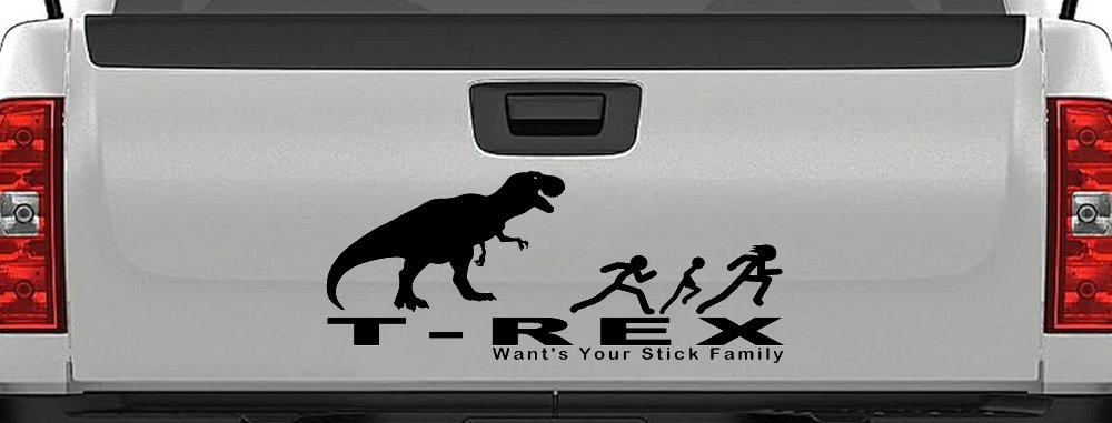 T Rex Wants Your Stick Family Funny Car or Truck Window Decal Sticker (Black)