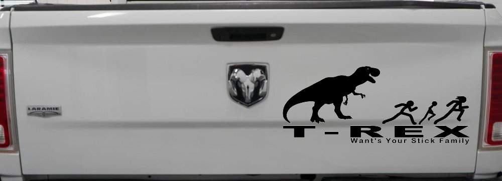 T Rex Wants Your Stick Family Funny Car or Truck Window Decal Sticker (Black)