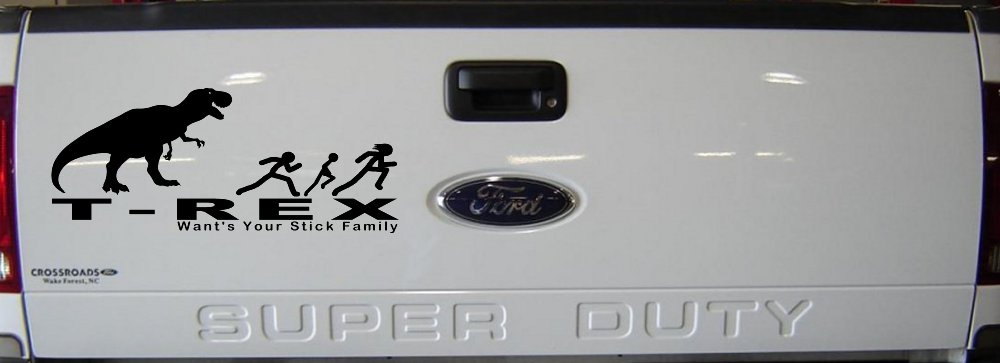 T Rex Wants Your Stick Family Funny Car or Truck Window Decal Sticker (Black)