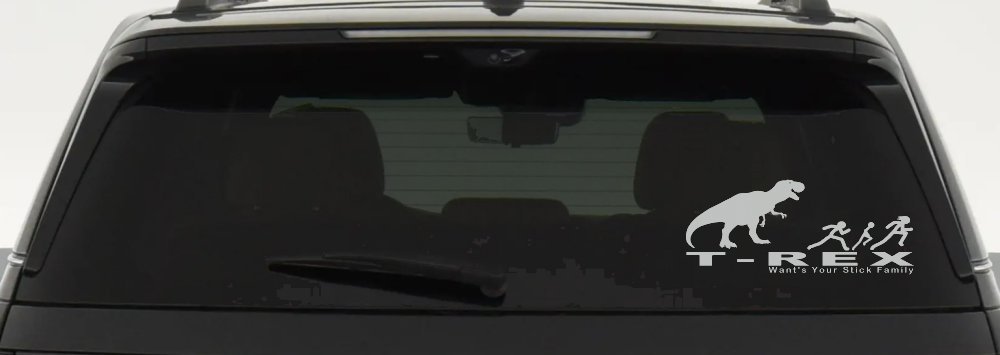T Rex Wants Your Stick Family Funny Car or Truck Window Decal Sticker (Light Gray)
