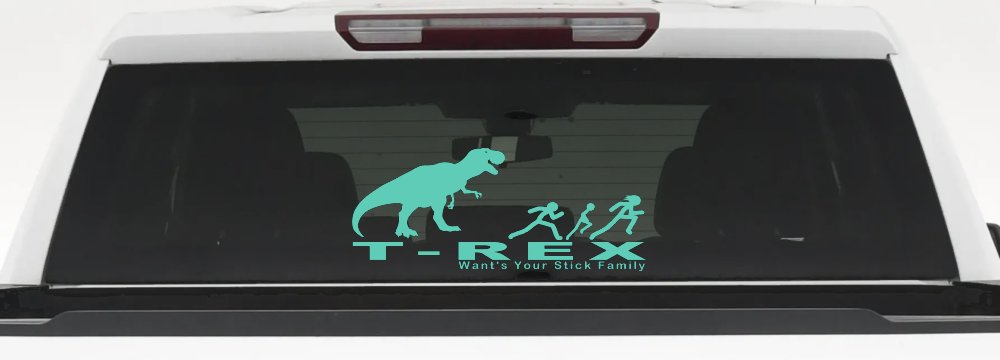 T Rex Wants Your Stick Family Funny Car or Truck Window Decal Sticker (Mint)