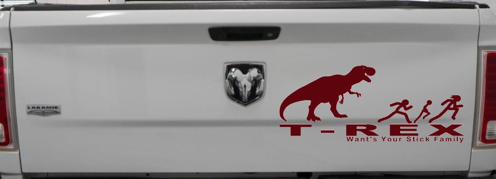 T Rex Wants Your Stick Family Funny Car or Truck Window Decal Sticker (Purple Red)