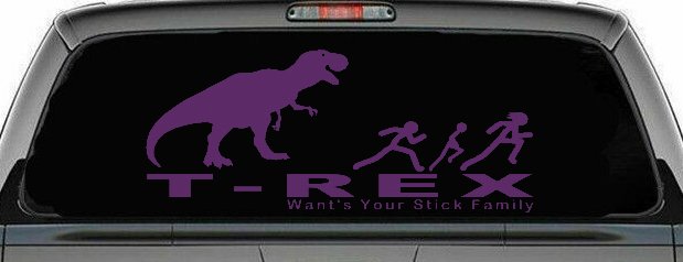 T Rex Wants Your Stick Family Funny Car or Truck Window Decal Sticker (Violet)