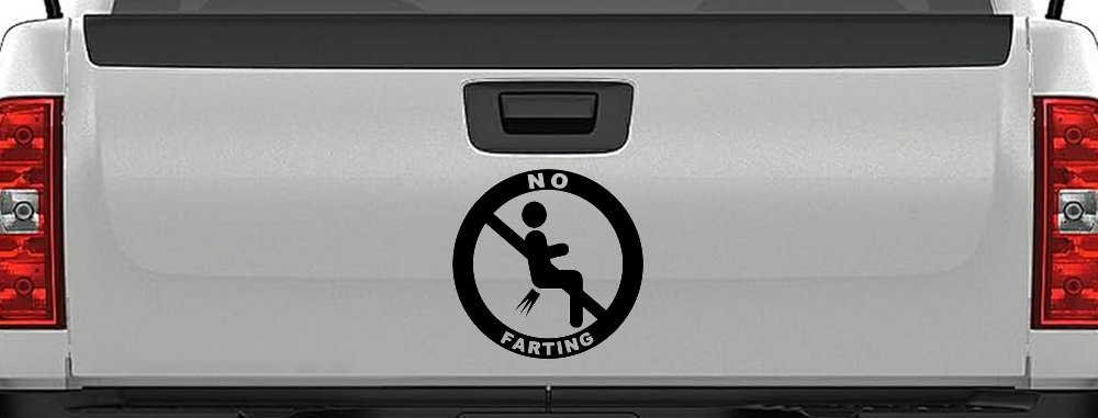 No Farting Pooting Passing Gas Funny Car or Truck Window Decal Sticker (Black)