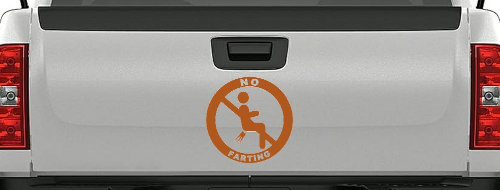 No Farting Pooting Passing Gas Funny Car or Truck Window Decal Sticker (Nut Brown)