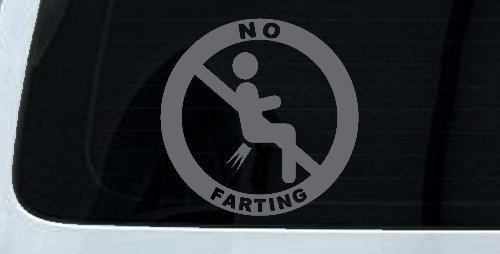 No Farting Pooting Passing Gas Funny Car or Truck Window Vinyl Decal Sticker (Silver)