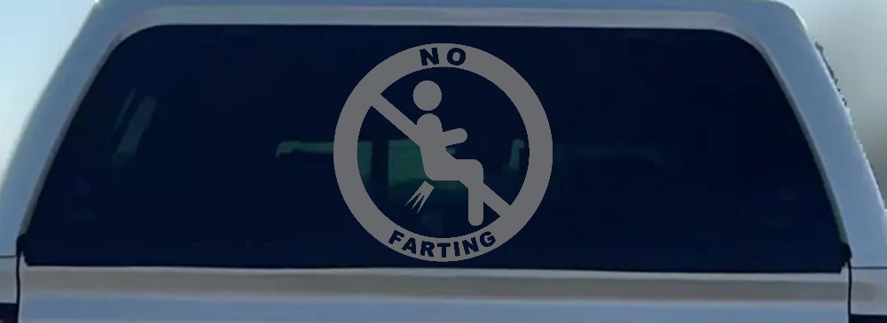 No Farting Pooting Passing Gas Funny Car or Truck Window Decal Sticker (Silver)