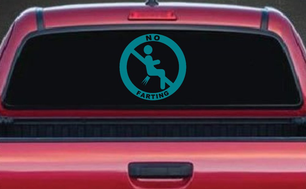 No Farting Pooting Passing Gas Funny Car or Truck Window Vinyl Decal Sticker (Turquoise Blue)