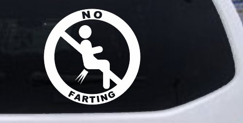 No Farting Pooting Passing Gas Funny Car or Truck Window Decal Sticker
