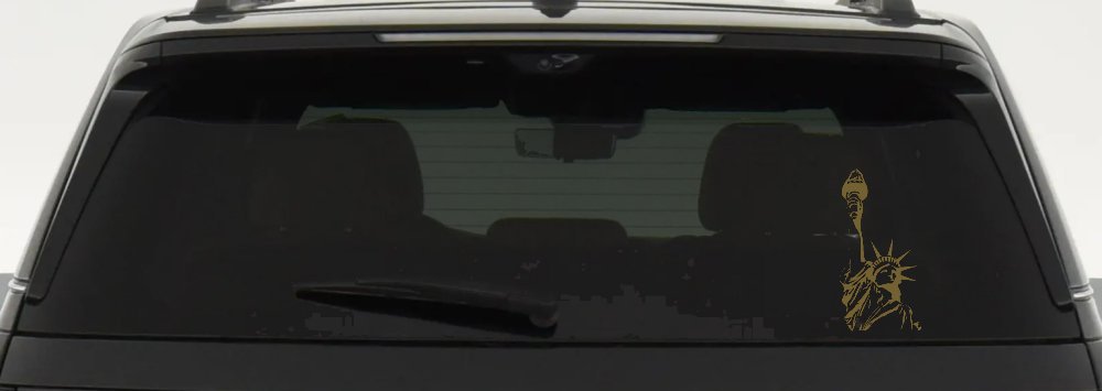 Statue Of Liberty  Patriotic Car or Truck Window Vinyl Decal Sticker (Gold)