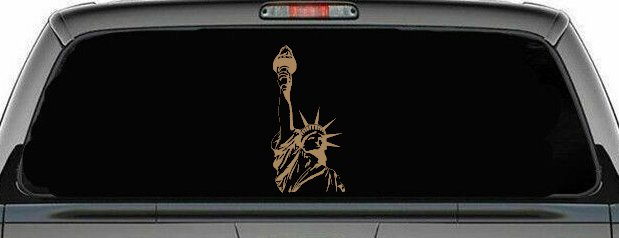 Statue Of Liberty  Patriotic Car or Truck Window Decal Sticker (Light Brown)
